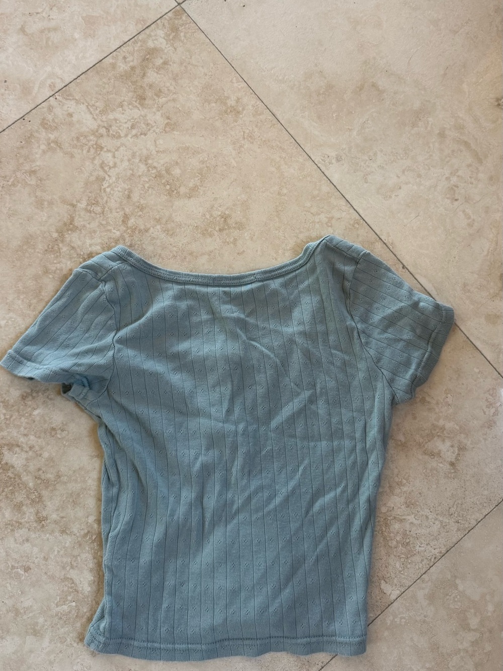 Brandy Melville Zelly Top, Ribbed Button-Front Scoop Neck Crop Top - Sage Green - Picture 4 of 4